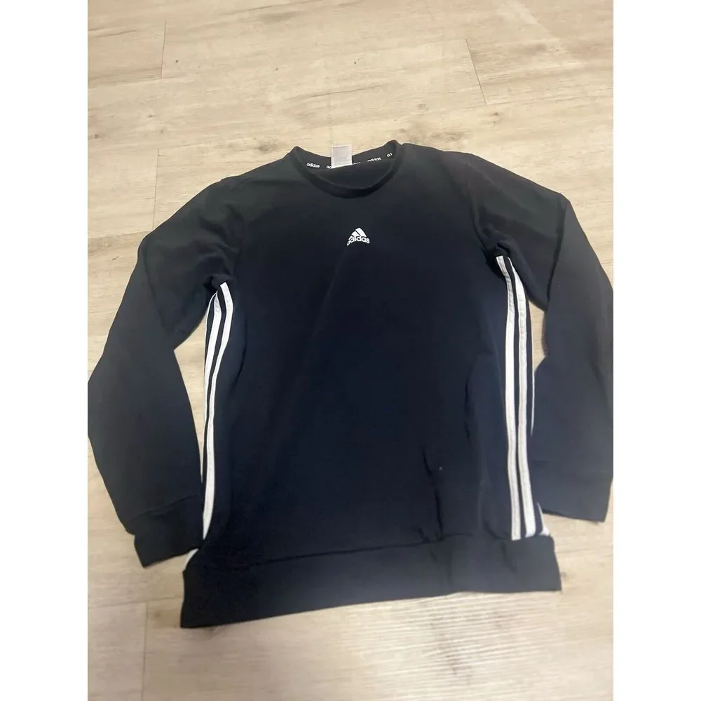 Adidas Mens Crewneck Pullover Sweatshirt Crew Neck Sz‎ Large Ruby Black White